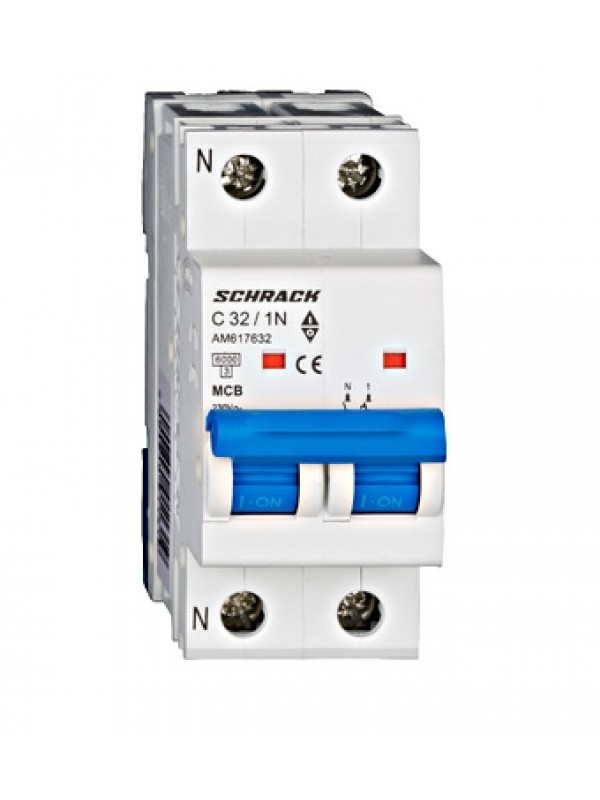 INTERR. AUT. 1P+N(sx) 32A 6kA CURVA C 2 MODULI