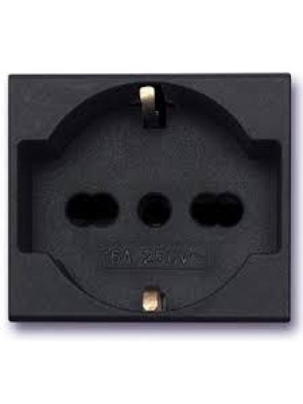 PRESA UNEL BIPASSO 2P+T 10/16A NOIR